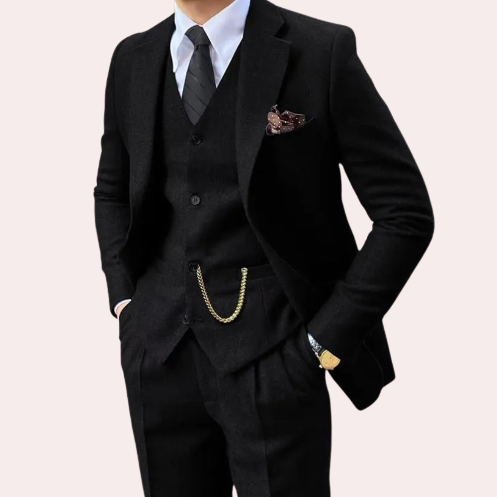 Herren Tweed Anzughose - Klassische Fischgrätmuster Eleganz-Luzern Mode