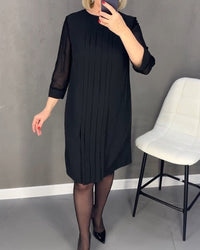 Shiftkleid | Mesh-Details | Knielang | Rundhalsausschnitt | Ärmel-Luzern Mode