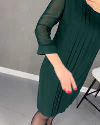 Shiftkleid | Mesh-Details | Knielang | Rundhalsausschnitt | Ärmel-Luzern Mode