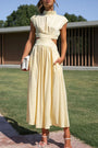 Sommer-Midikleid | Rollkragen | Taillenausschnitt | Ärmellos | Locker-Gelb-S-Luzern Mode