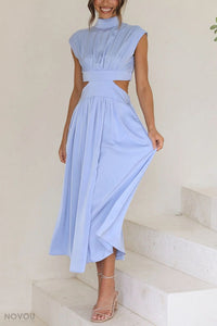 Sommer-Midikleid | Rollkragen | Taillenausschnitt | Ärmellos | Locker-Luzern Mode