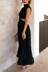 Sommer-Midikleid | Rollkragen | Taillenausschnitt | Ärmellos | Locker-Luzern Mode