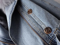 Damen Jeansjacke mit Fellkragen - Modische Winterjacke-Luzern Mode