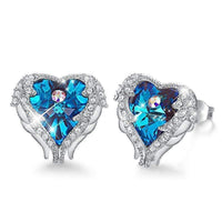 Silberne Ohrringe | Kristall Engelsflügel Langlebig Stilvoll Liebe-Blau-Luzern Mode