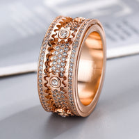 Dreh-Ring | Langlebig Stilvoll Silber Antistress Beruhigend Vielseitig-Kristall Roségold-17.4mm-Luzern Mode