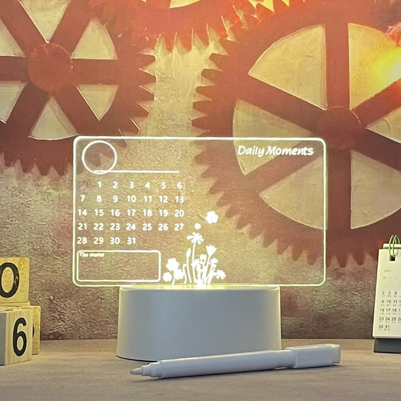 Beleuchtetes Notizbrett | Mit Lichtstift | LED | USB-Stromversorgung-Kalender-Luzern Mode