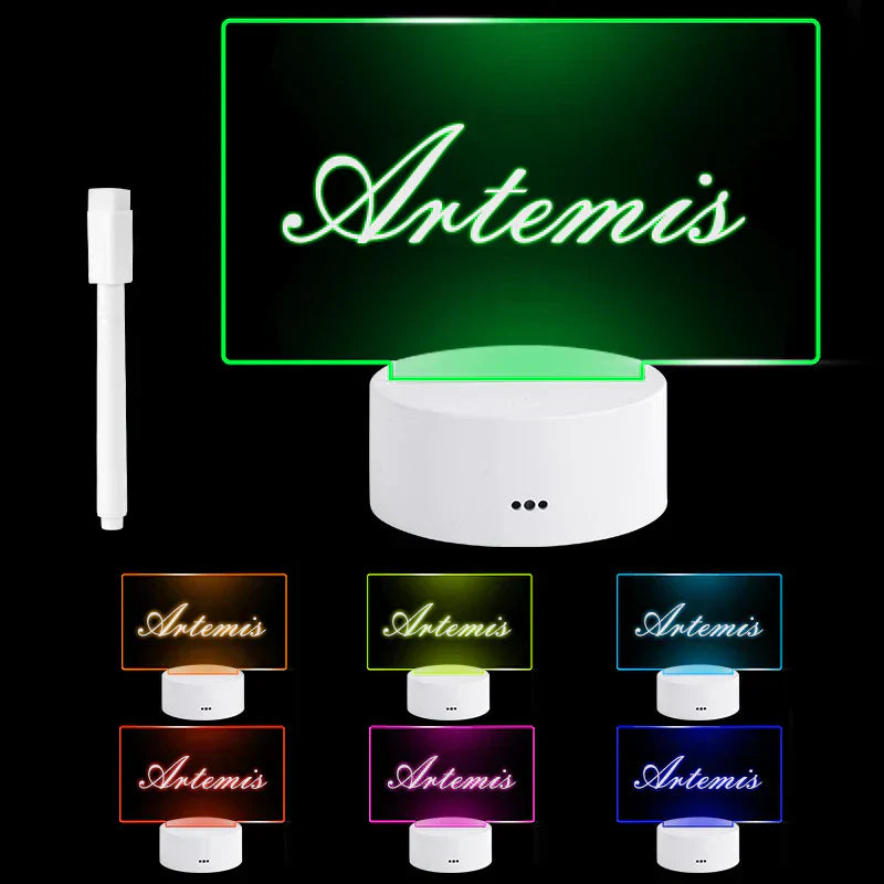 Beleuchtetes Notizbrett | Mit Lichtstift | LED | USB-Stromversorgung-Weiß Horizontal - Mit 7 Farben-Luzern Mode