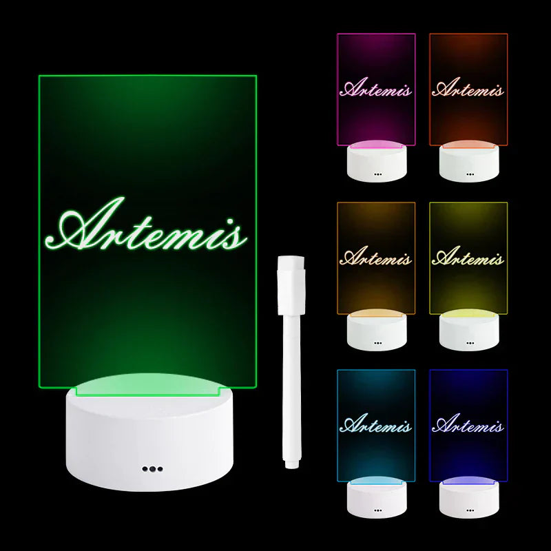 Beleuchtetes Notizbrett | Mit Lichtstift | LED | USB-Stromversorgung-Weiß Vertikal - Mit 7 Farben-Luzern Mode