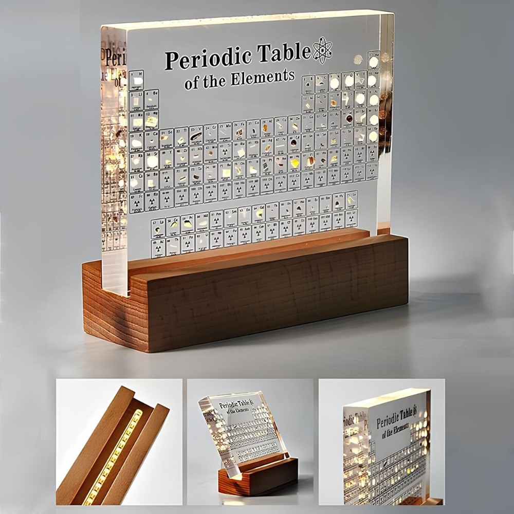 Beleuchtete Periodische Tabelle | Echte Proben | Transparent | USB -Luzern Mode