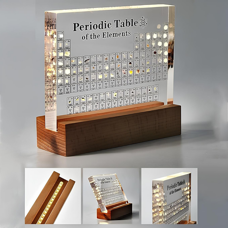 Beleuchtete Periodische Tabelle | Echte Proben | Transparent | USB -Luzern Mode