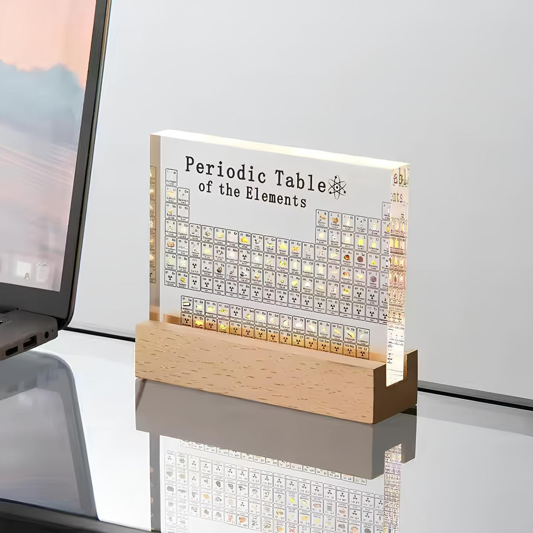 Beleuchtete Periodische Tabelle | Echte Proben | Transparent | USB -Luzern Mode