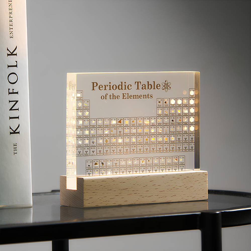 Beleuchtete Periodische Tabelle | Echte Proben | Transparent | USB -Klein-Luzern Mode
