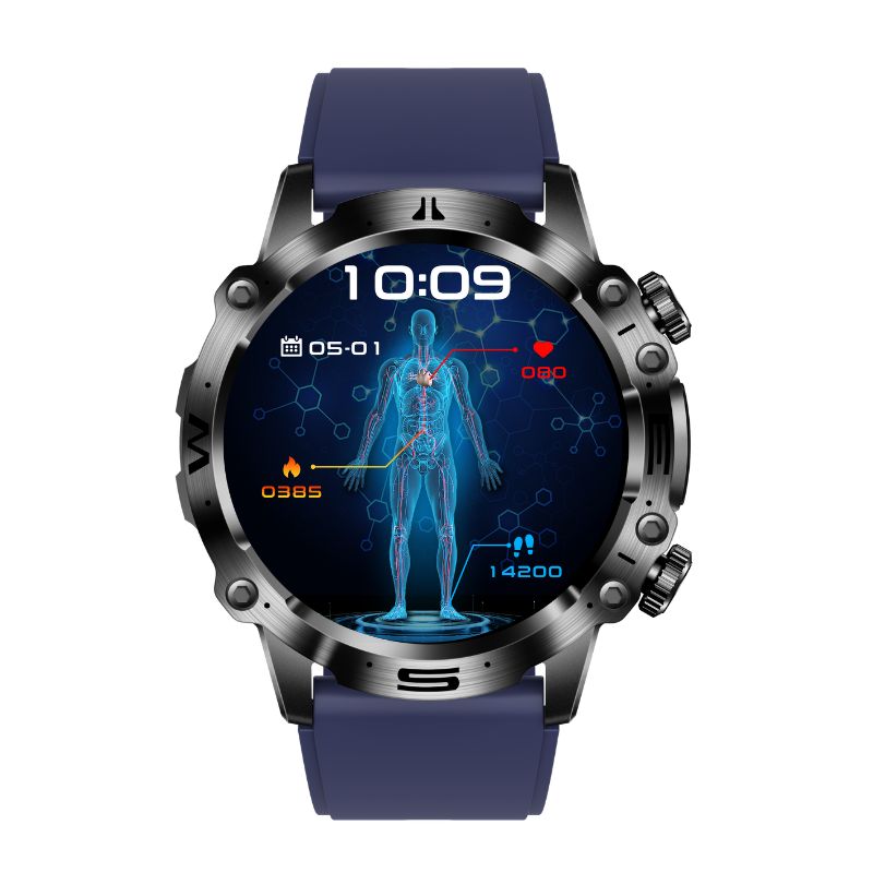 Herren Smartwatch mit Fitness-Tracker und Herzfrequenzmesser-Blau-Luzern Mode