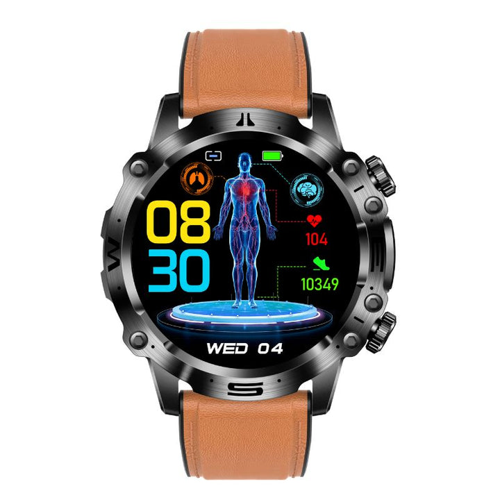 Herren Smartwatch mit Fitness-Tracker und Herzfrequenzmesser-Braun-Luzern Mode