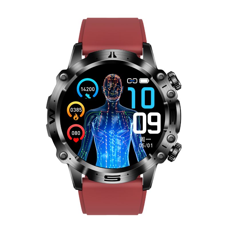Herren Smartwatch mit Fitness-Tracker und Herzfrequenzmesser-Rot-Luzern Mode