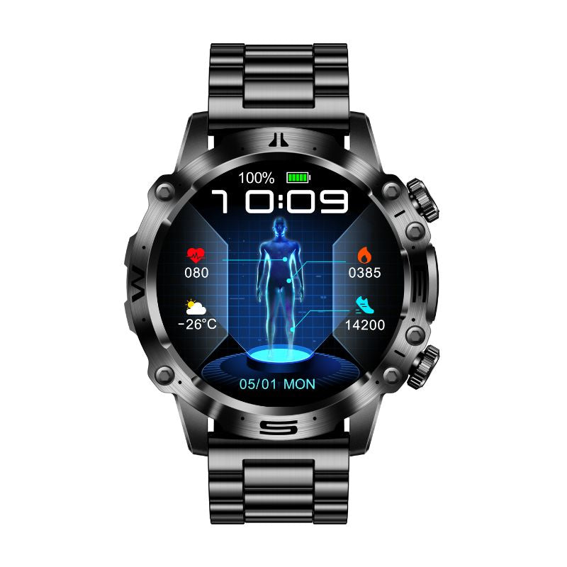 Herren Smartwatch mit Fitness-Tracker und Herzfrequenzmesser-Schwarz-Luzern Mode