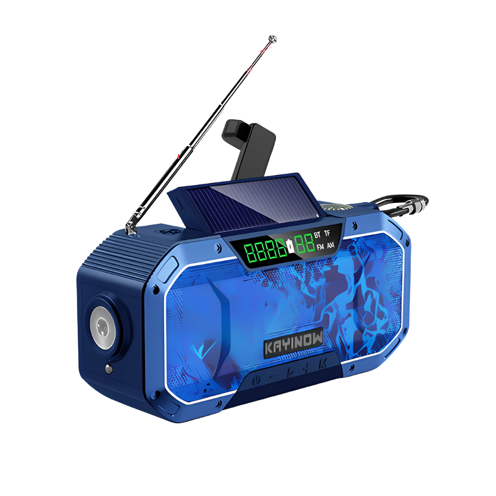 Notfall-Radio | Vielseitig | LED | Taschenlampe | Solar | Wiederaufladbar | AM/FM | Powerbank-Blau-Luzern Mode