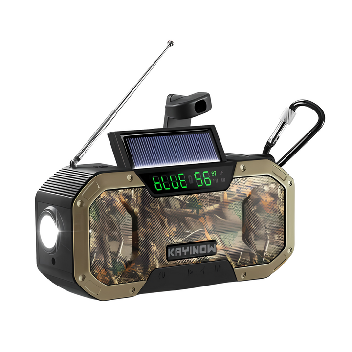 Notfall-Radio | Vielseitig | LED | Taschenlampe | Solar | Wiederaufladbar | AM/FM | Powerbank-Braun-Luzern Mode