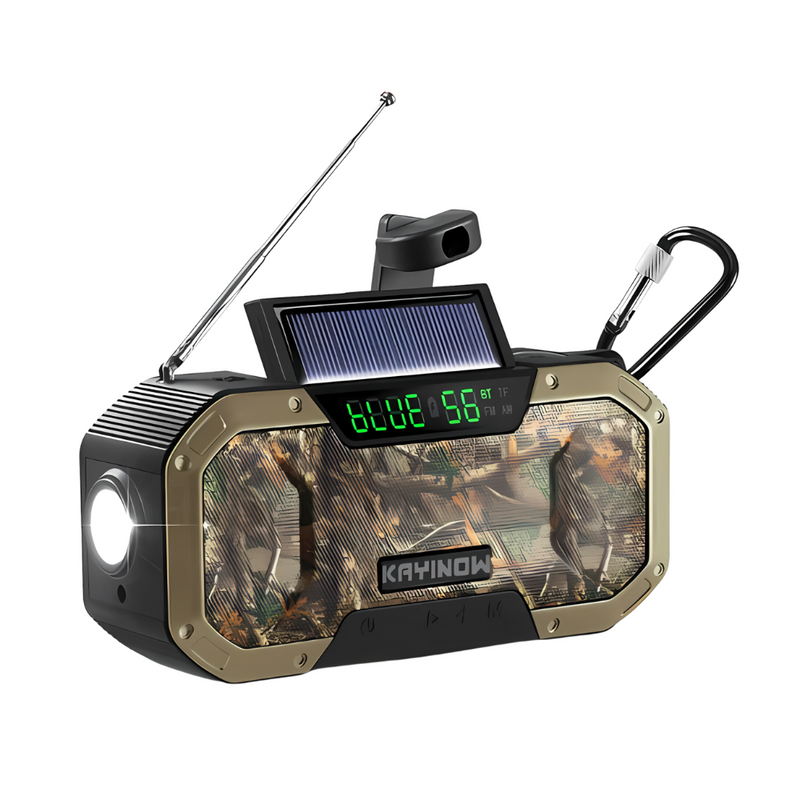 Notfall-Radio | Vielseitig | LED | Taschenlampe | Solar | Wiederaufladbar | AM/FM | Powerbank-Braun-Luzern Mode