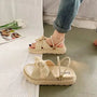 Damen Sandalen mit Schleife und Plateau für Sommermode-Beige-35-Luzern Mode