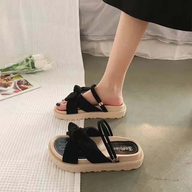 Damen Sandalen mit Schleife und Plateau für Sommermode-Luzern Mode