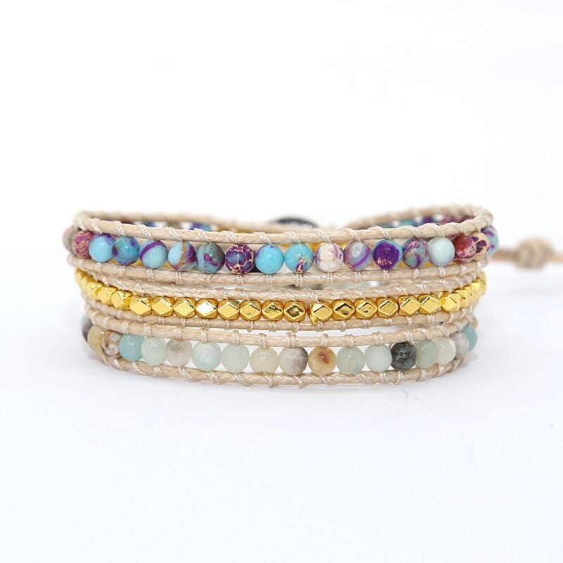 Wickelarmband | Jaspis Edelsteine Achat Stilvoll Heilend Handgefertigt-Luzern Mode