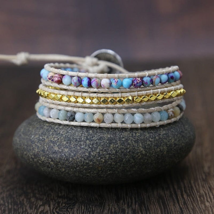 Wickelarmband | Jaspis Edelsteine Achat Stilvoll Heilend Handgefertigt-Luzern Mode