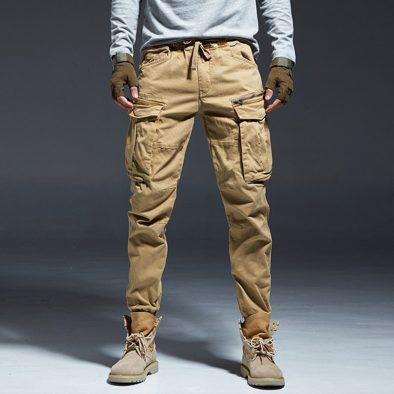 Herren Cargo Hose mit Taschen - Bequeme Freizeithose-Beige-S-Luzern Mode