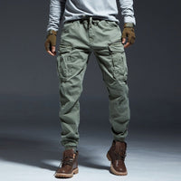 Herren Cargo Hose mit Taschen - Bequeme Freizeithose-Grün-S-Luzern Mode