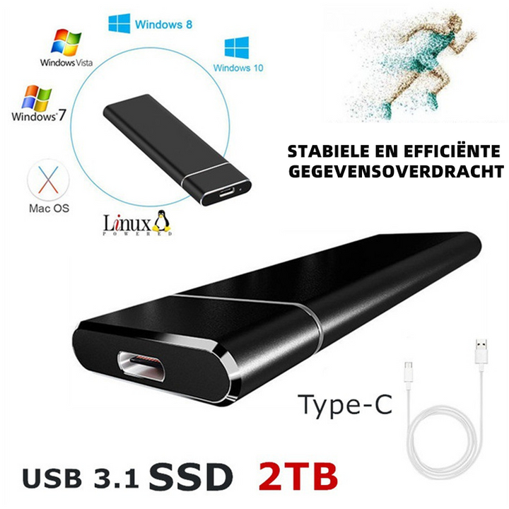 Externe Festplatte | 520 MB/s Große Kapazität USB 3.1 USB-C Kompakt-Luzern Mode