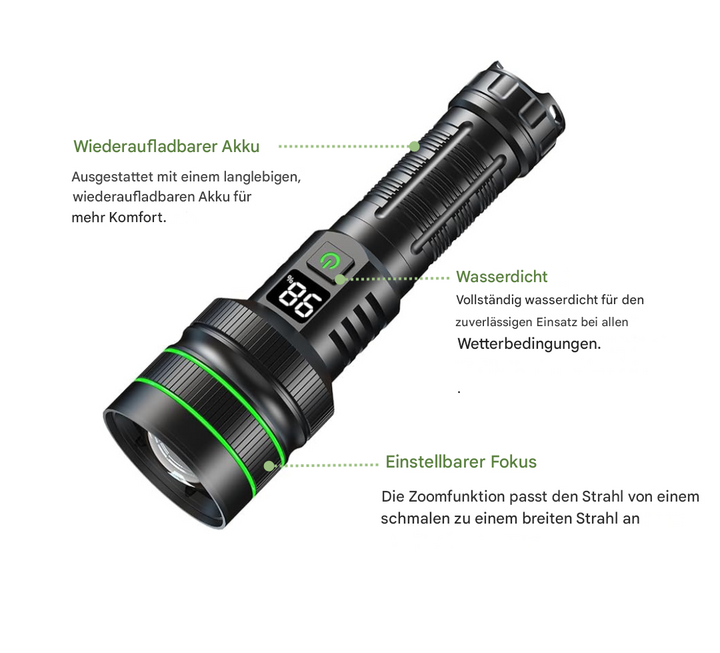 LED-Taschenlampe | Hell Zoombar Vielseitig Langlebig Wasserdicht Wiederaufladbar-Luzern Mode