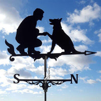 Windfahne | Exzentrisch | Auffällig | Edelstahl | Wetterfest-Mann / Hund-Luzern Mode