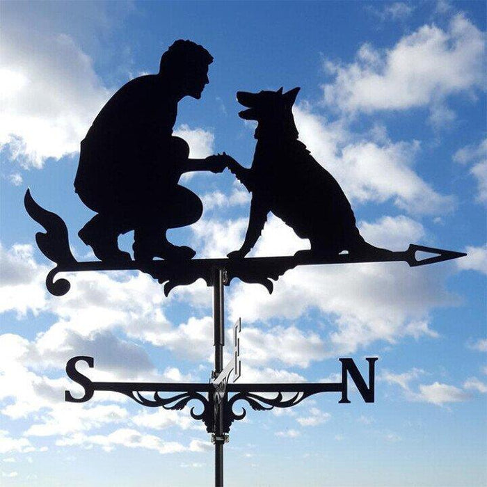 Windfahne | Exzentrisch | Auffällig | Edelstahl | Wetterfest-Mann / Hund-Luzern Mode