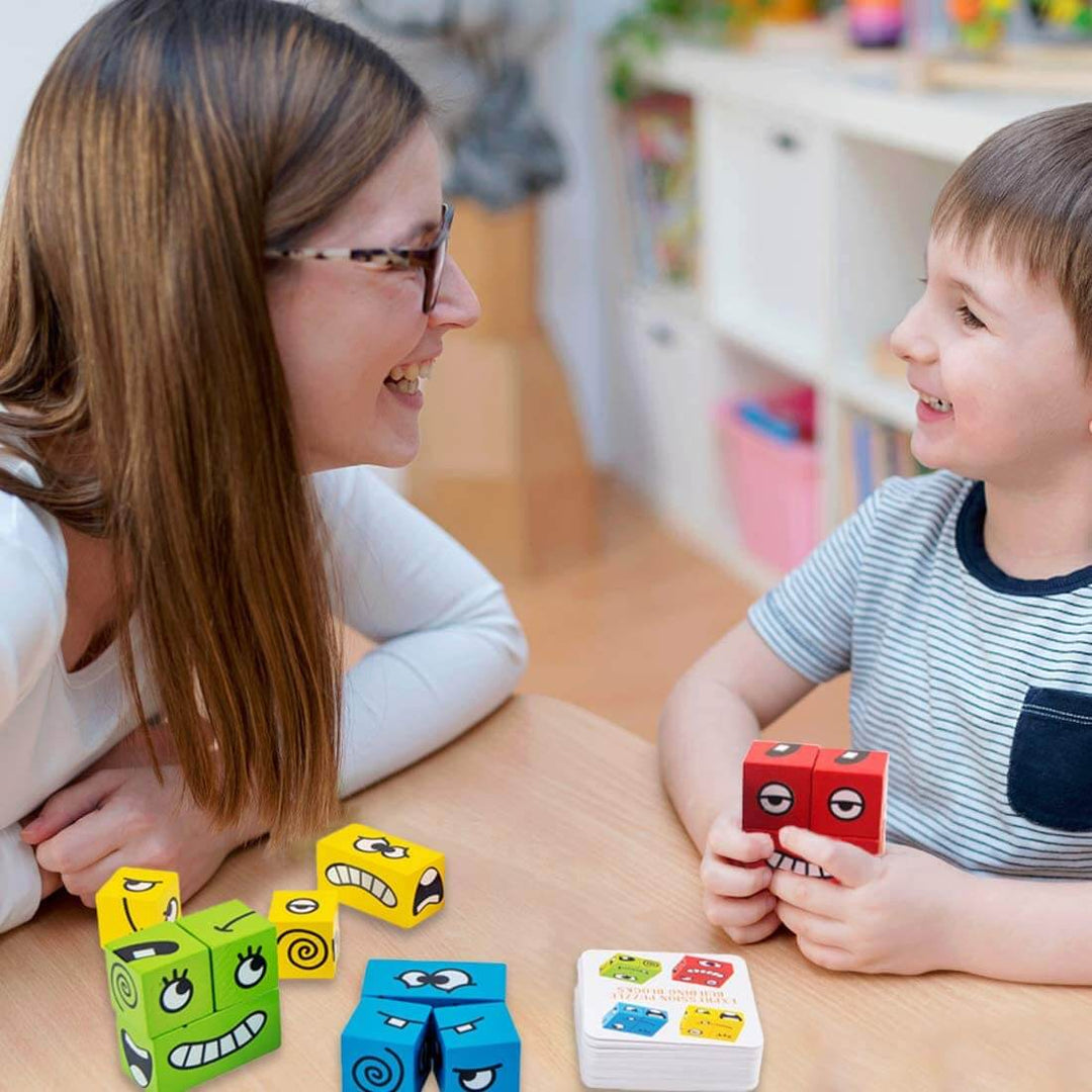 Interaktives Ausdrucks-Bausteinspiel für Kinder – MimikMatch