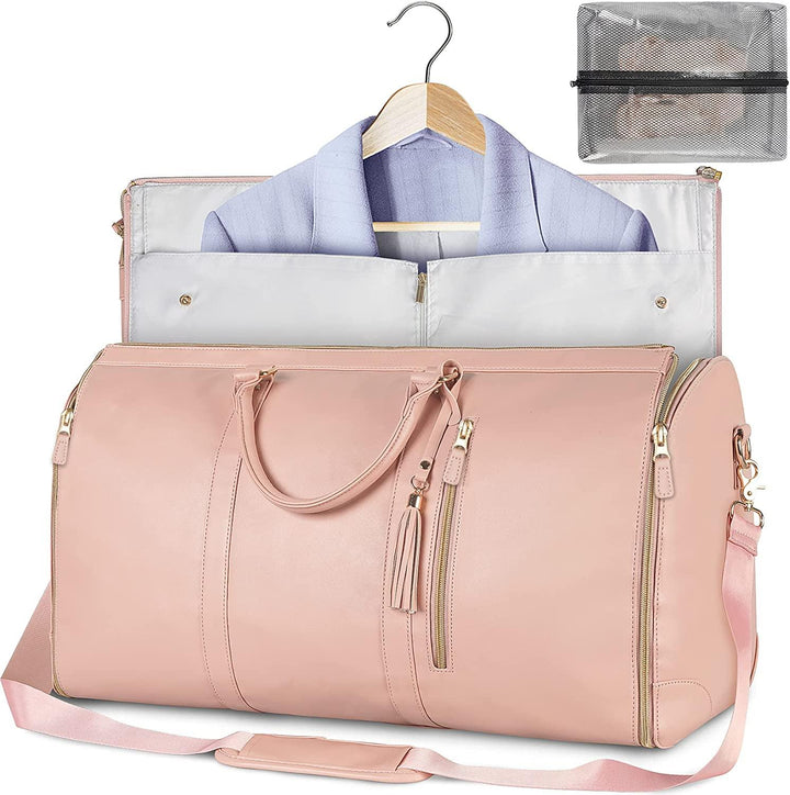 Reisetasche | Faltbar | Kompakt | Kleiderbügel | Geräumig | PU-Leder-Hellrosa-Luzern Mode