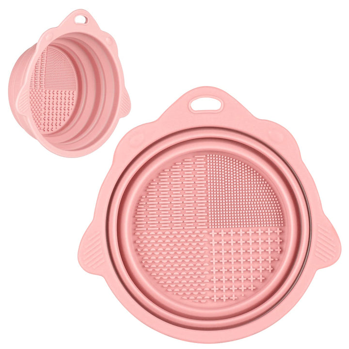 Make-up Pinselreiniger | Faltbar Silikon Langlebig Kompakt Rund-Rosa-Luzern Mode
