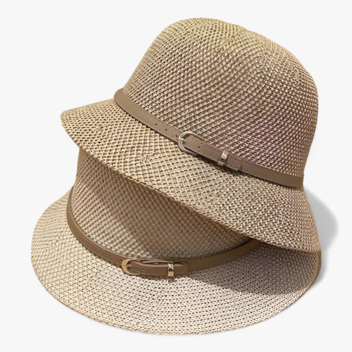 Damen Sonnenhut | Leinen | Einfarbig | Faltbar | UV-Schutz | Leicht-Luzern Mode