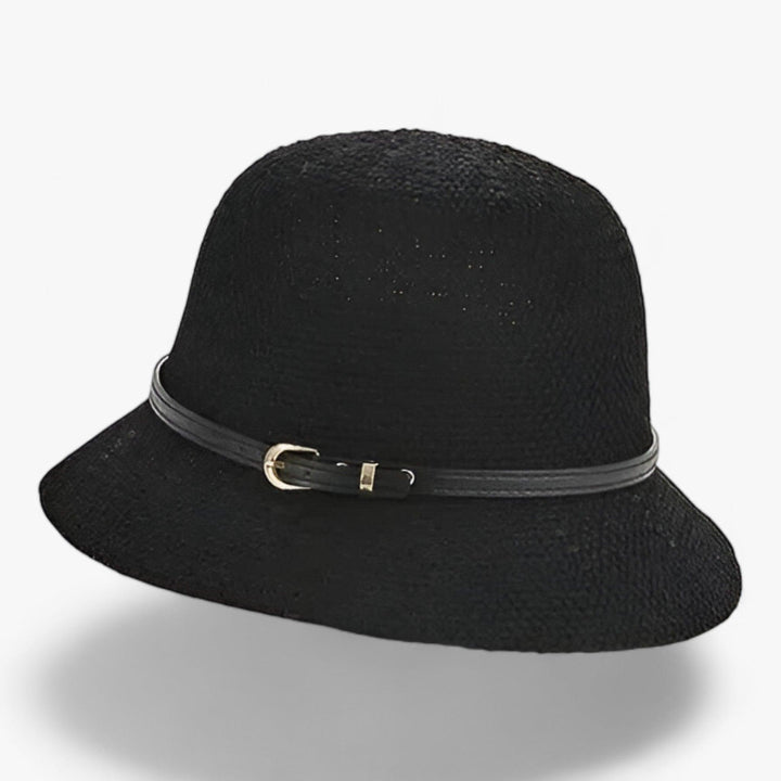 Damen Sonnenhut | Leinen | Einfarbig | Faltbar | UV-Schutz | Leicht-Schwartz-Luzern Mode