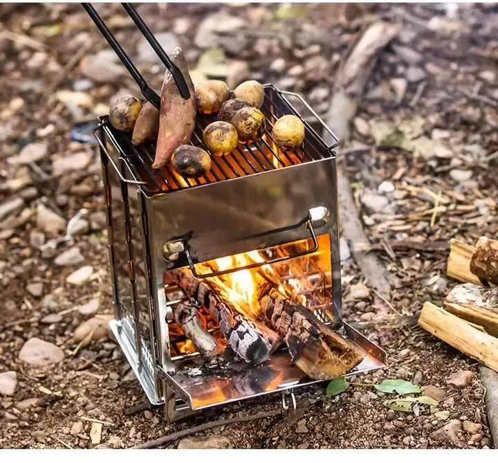 Holzofen | Faltbar Edelstahl Langlebig Kompakt Tragbar Camping-Luzern Mode
