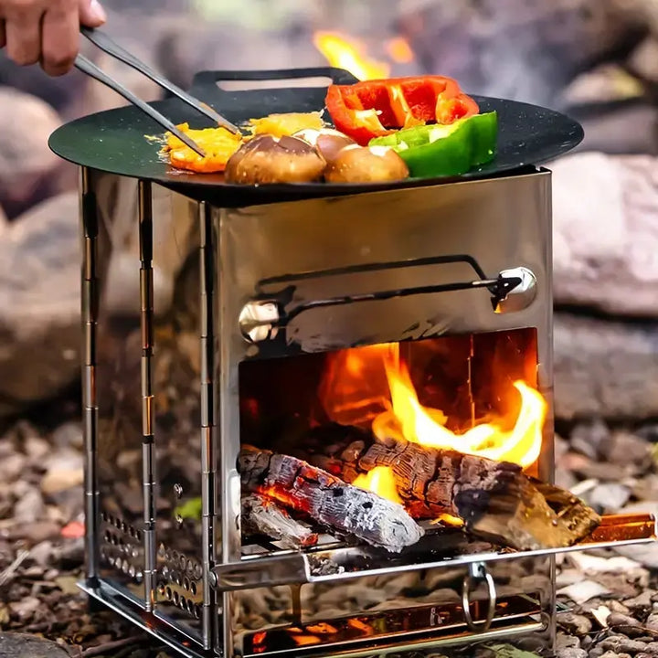 Holzofen | Faltbar Edelstahl Langlebig Kompakt Tragbar Camping-Luzern Mode