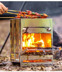 Holzofen | Faltbar Edelstahl Langlebig Kompakt Tragbar Camping-Luzern Mode