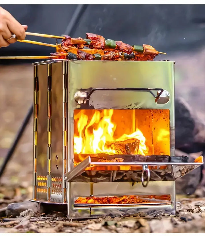 Holzofen | Faltbar Edelstahl Langlebig Kompakt Tragbar Camping-Luzern Mode