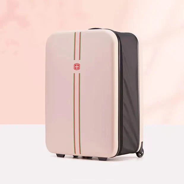 Hartschalenkoffer | Faltbar | Erweitbar | Zahlenschloss | Einwegrollen-Rosa-S (42 L)-Luzern Mode