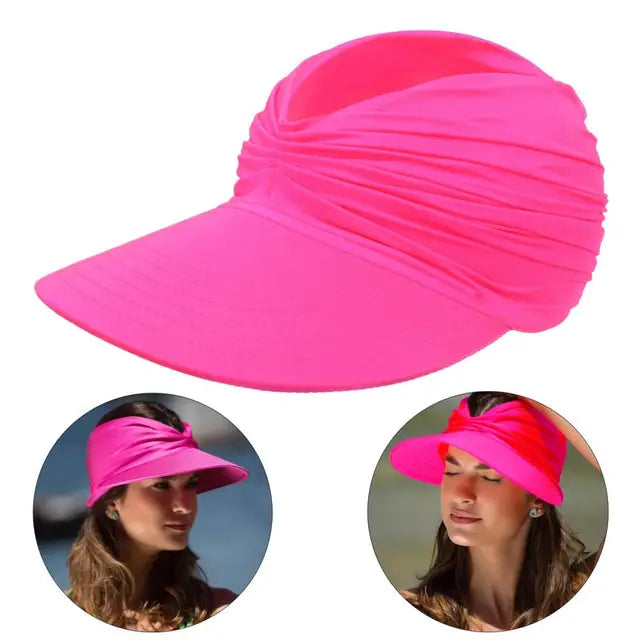 Damen Sonnenhut | Faltbar & Kompakt | UV Schutz | Sommerhut mit großem Schirm-Barbie Pink-Einheitsgröße-Luzern Mode