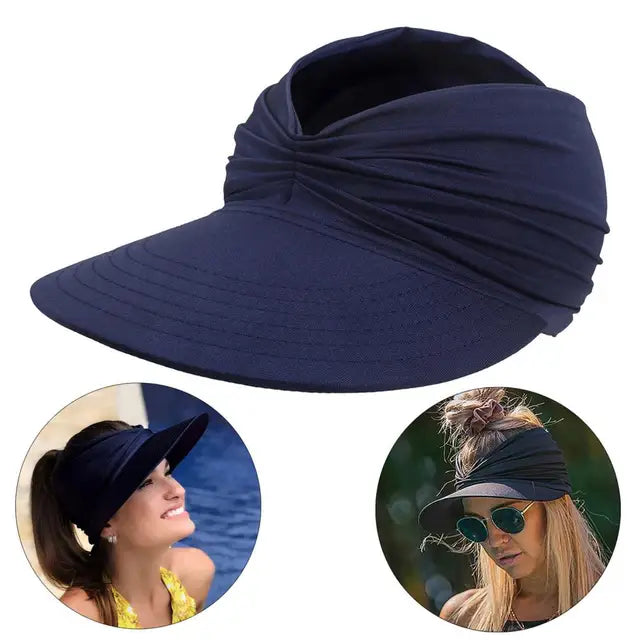 Damen Sonnenhut | Faltbar & Kompakt | UV Schutz | Sommerhut mit großem Schirm-Marineblau-Einheitsgröße-Luzern Mode