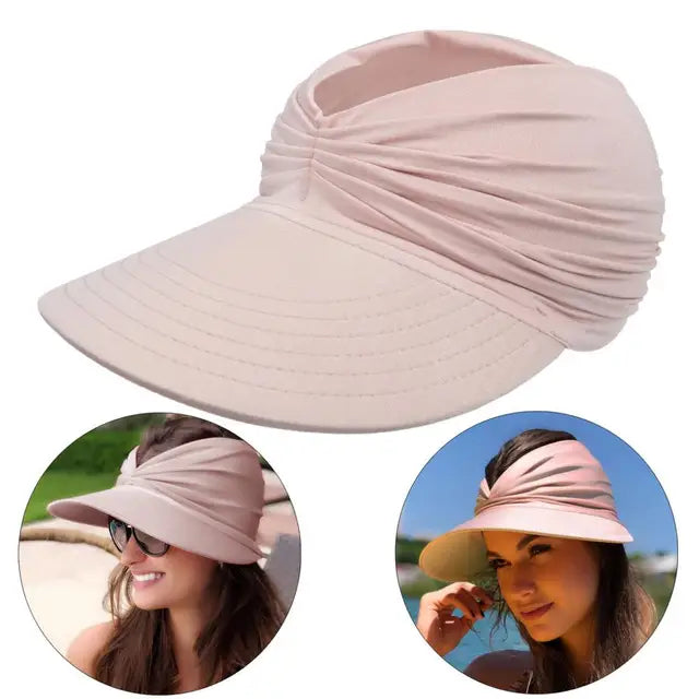 Damen Sonnenhut | Faltbar & Kompakt | UV Schutz | Sommerhut mit großem Schirm-Rosa-Einheitsgröße-Luzern Mode