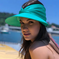 Damen Sonnenhut | Faltbar & Kompakt | UV Schutz | Sommerhut mit großem Schirm-Türkis-Einheitsgröße-Luzern Mode