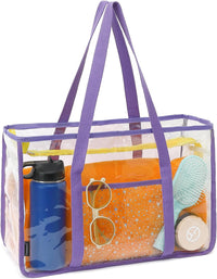 Kaufe 1, Erhalte 1 GRATIS – Extra Große Durchsichtige Mesh-Strandtasche mit 8 Taschen – ClearWave
