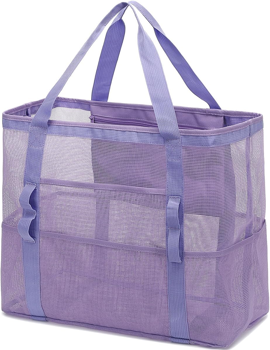 Kaufe 1, Erhalte 1 GRATIS – Extra Große Durchsichtige Mesh-Strandtasche mit 8 Taschen – ClearWave