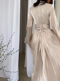 Maxikleid | Fließendem Schnitt | Lange Ärmel | Locker | Einfarbig-Luzern Mode